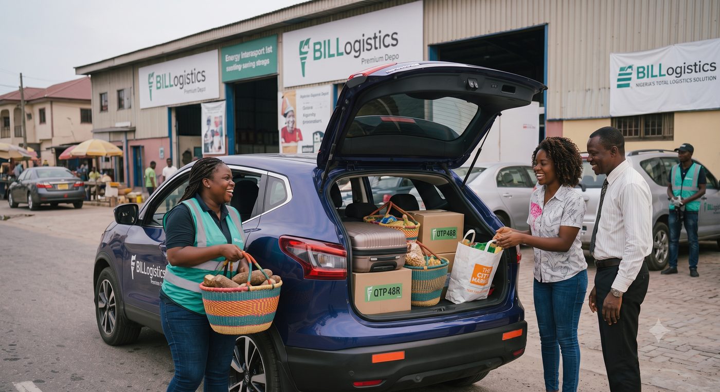 BIL Logistics branded SUV being loaded with luggage and bags