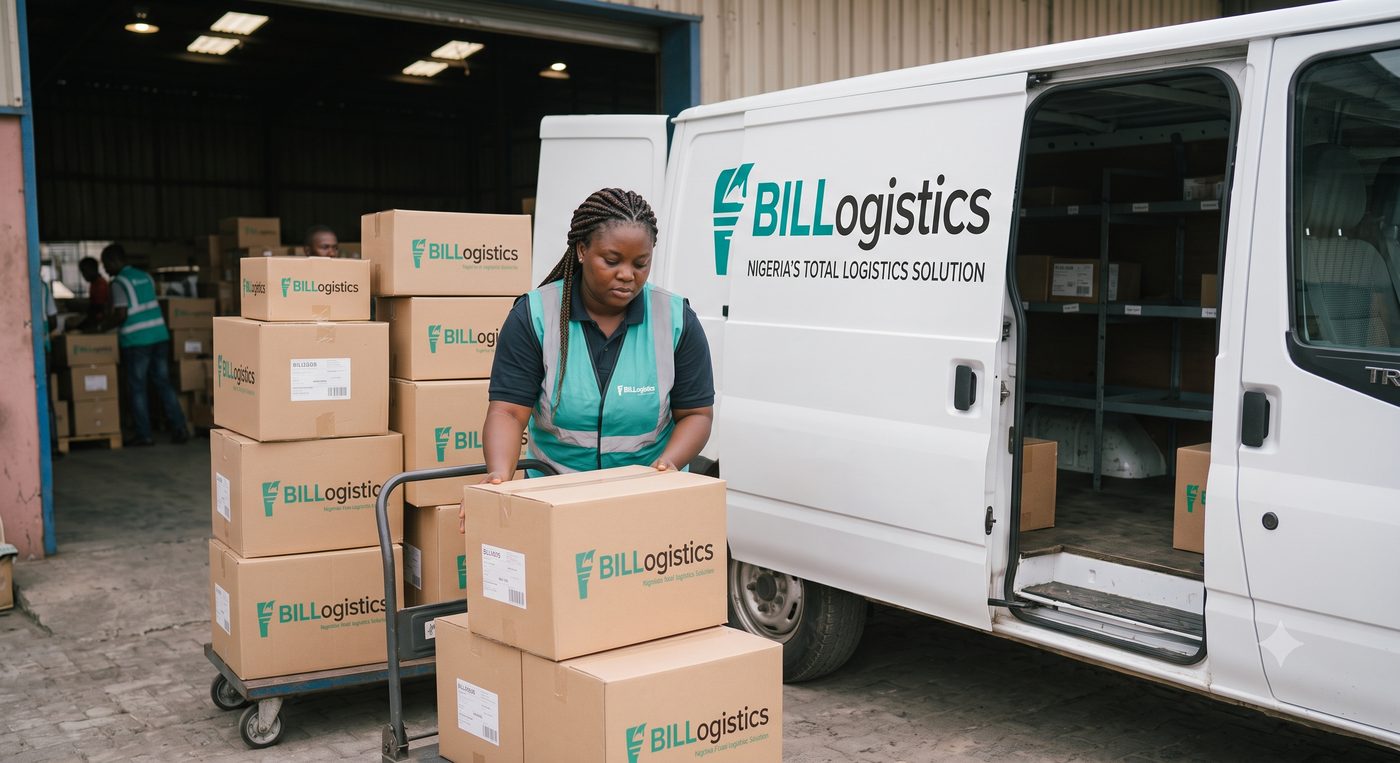 BIL Logistics branded delivery van being loaded with packages